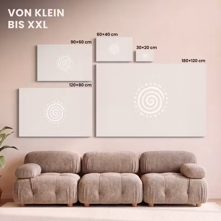 Leinwandbild - Symbol – Spirale – Abstrakt – Minimalistisch – Beige — 6
