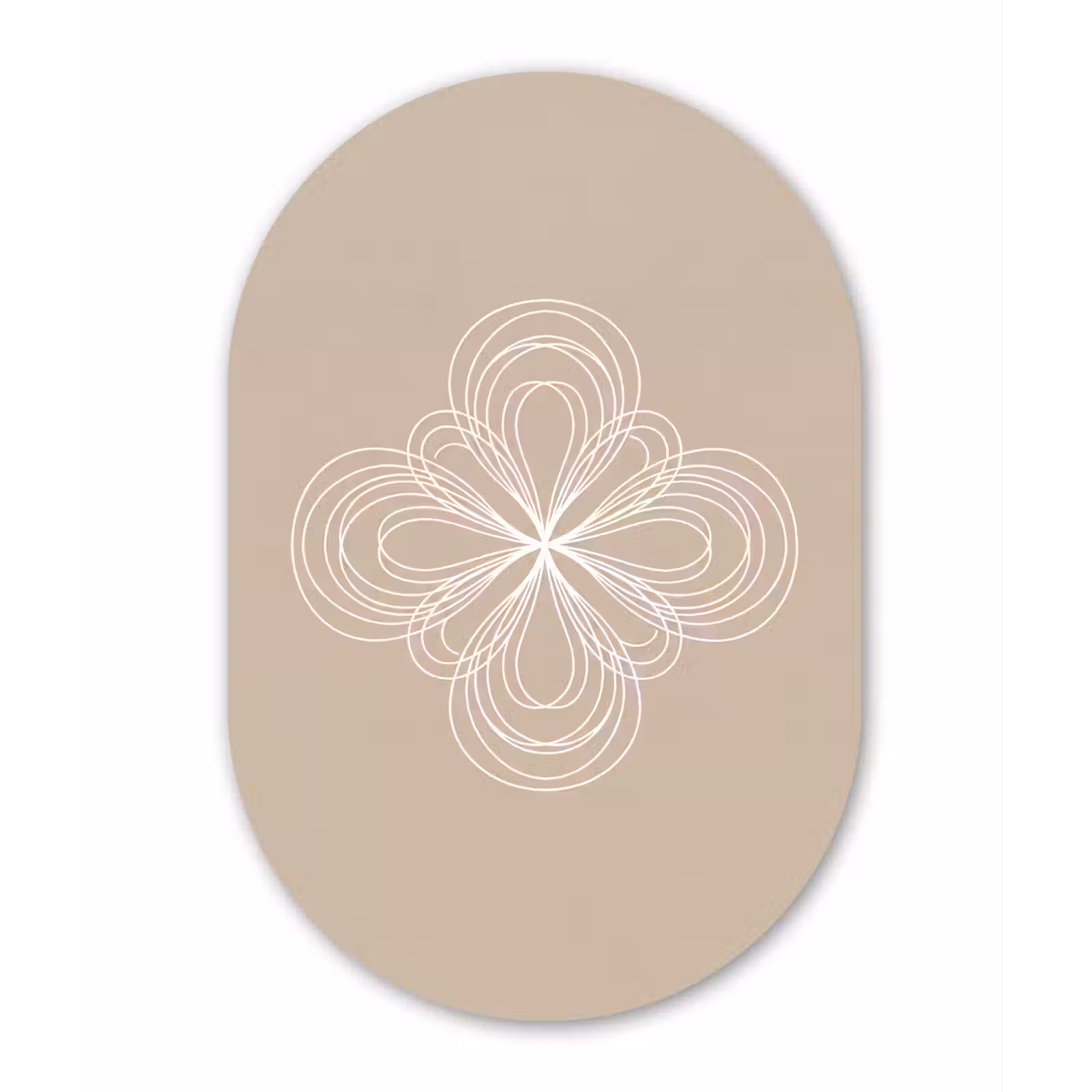 Glasbild Oval - Muster – Linien – Abstrakt – Minimalistisch – Beige — 1