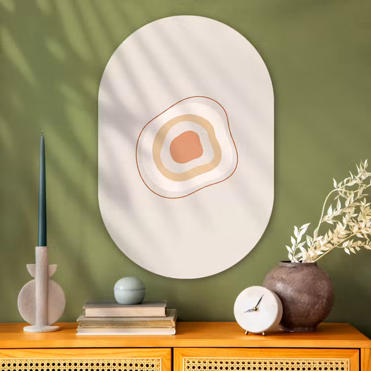 Glasbild Oval - Abstrakt – Organisch – Modern – Beige – Kunst — 2