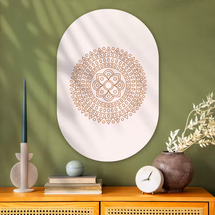 Glasbild Oval - Mandala – Geometrisch – Abstrakt – Orientalisch – Braun — 2