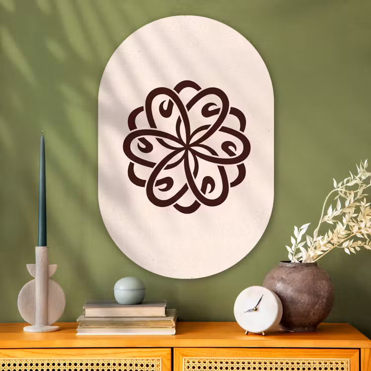 Glasbild Oval - Muster – Knopf – Abstrakt – Modern – Braun — 2