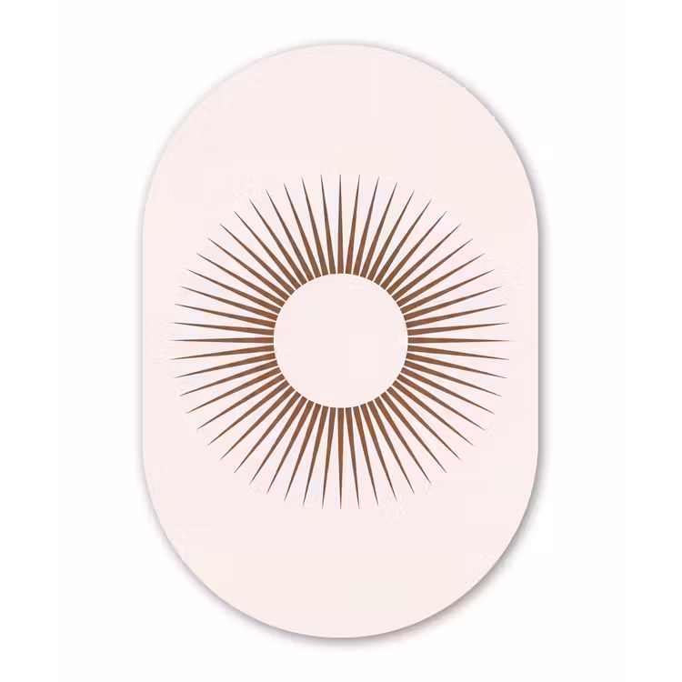 Glasbild Oval - Zusammenfassung – Sonne – Symbol – Modern – Beige — 1