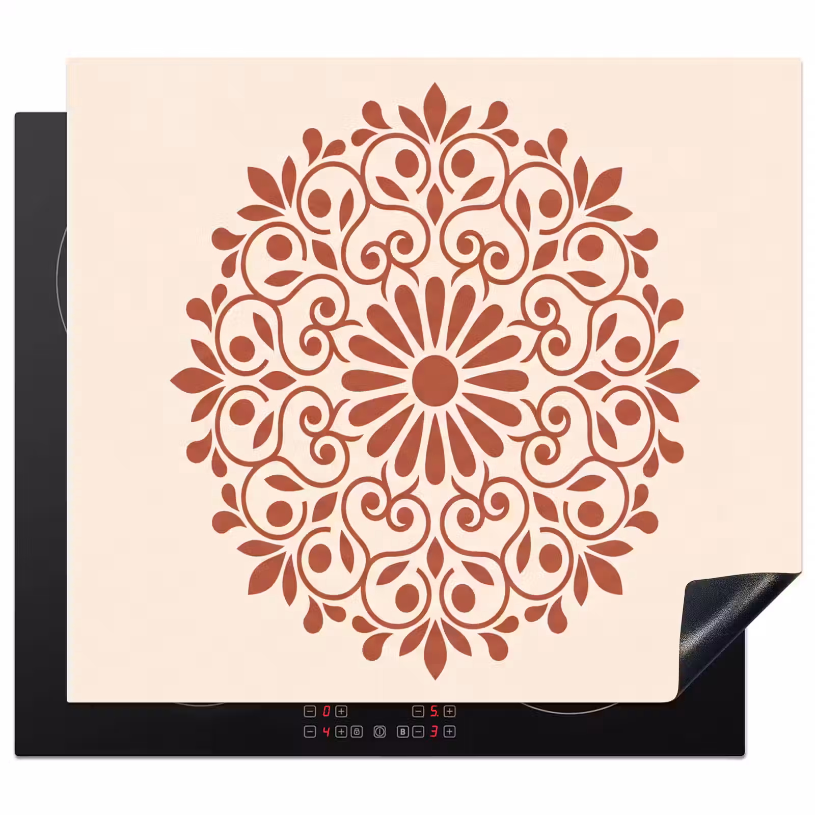 Herdabdeckplatte - Dekoration – Kreis – Symmetrisch – Modern – Rotbraun — 1