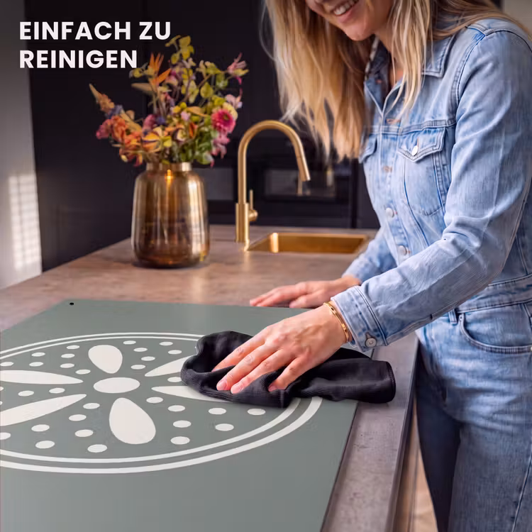2-in-1 Herdabdeckplatte & Spritzschutz - Muster – Kreis – Abstrakt – Grün – Dekoration — 5