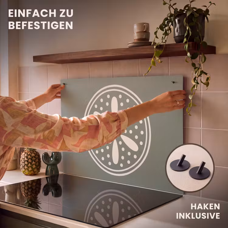 2-in-1 Herdabdeckplatte & Spritzschutz - Muster – Kreis – Abstrakt – Grün – Dekoration — 7