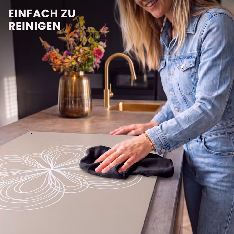 2-in-1 Herdabdeckplatte & Spritzschutz - Muster – Linien – Abstrakt – Minimalistisch – Beige — 5