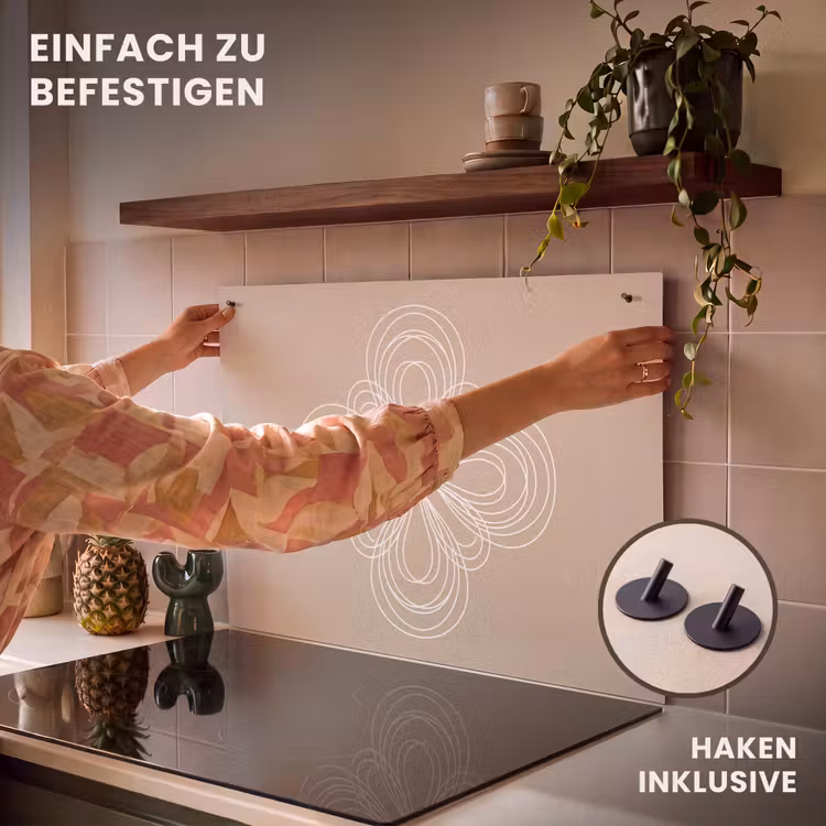 2-in-1 Herdabdeckplatte & Spritzschutz - Muster – Linien – Abstrakt – Minimalistisch – Beige — 7