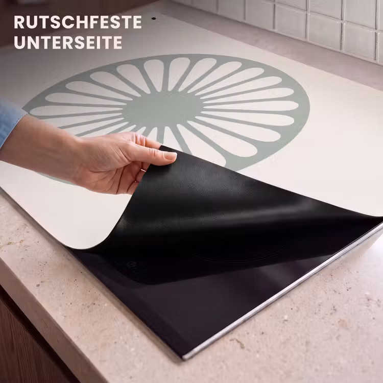 2-in-1 Herdabdeckplatte & Spritzschutz - Zusammenfassung – Muster – Radial – Modern – Grün — 4
