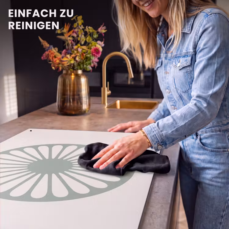2-in-1 Herdabdeckplatte & Spritzschutz - Zusammenfassung – Muster – Radial – Modern – Grün — 5