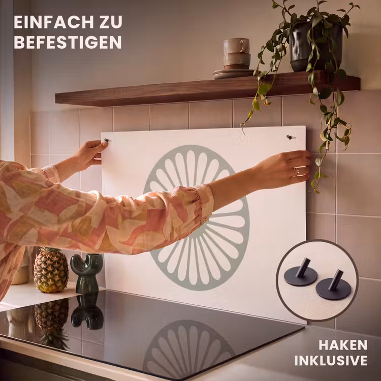 2-in-1 Herdabdeckplatte & Spritzschutz - Zusammenfassung – Muster – Radial – Modern – Grün — 7