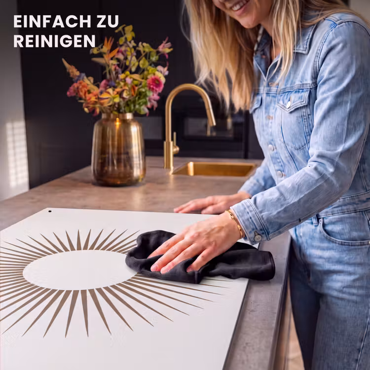 2-in-1 Herdabdeckplatte & Spritzschutz - Zusammenfassung – Sonne – Symbol – Modern – Beige — 5