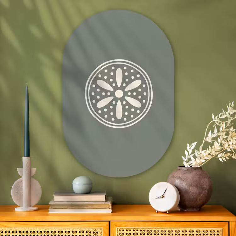 Glasbild Oval - Muster – Kreis – Abstrakt – Grün – Dekoration — 2