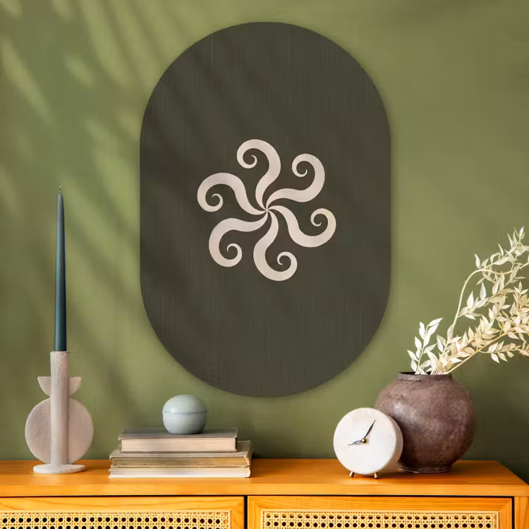 Glasbild Oval - Muster – Spirale – Abstrakt – Modern – Grün — 2