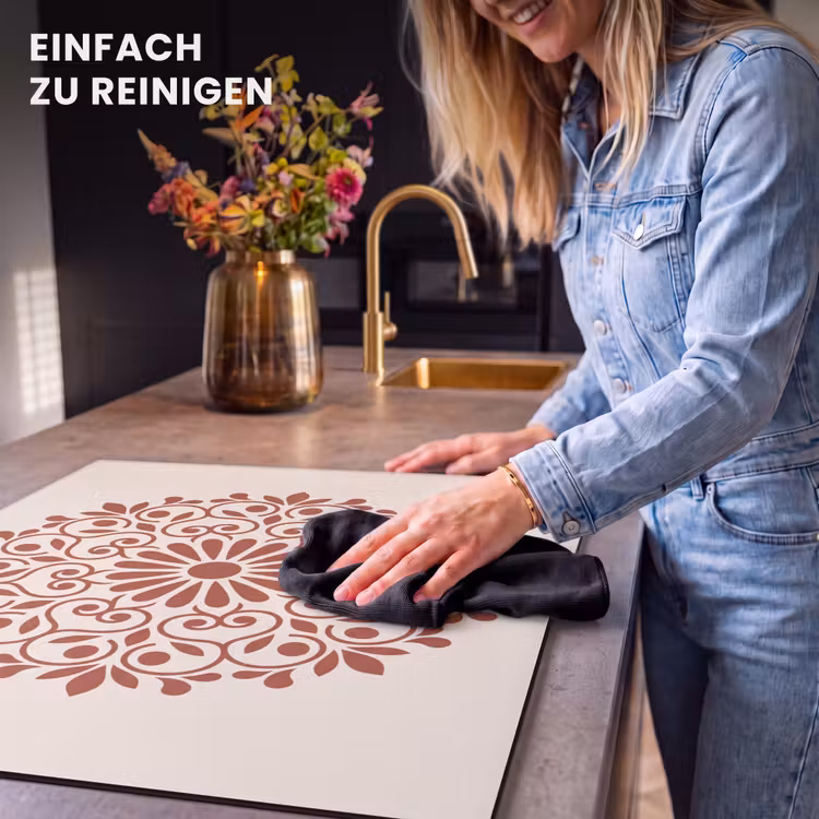 Herdabdeckplatte - Dekoration – Kreis – Symmetrisch – Modern – Rotbraun — 6