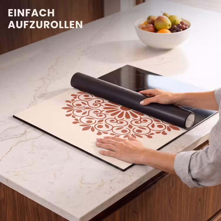 Herdabdeckplatte - Dekoration – Kreis – Symmetrisch – Modern – Rotbraun — 7