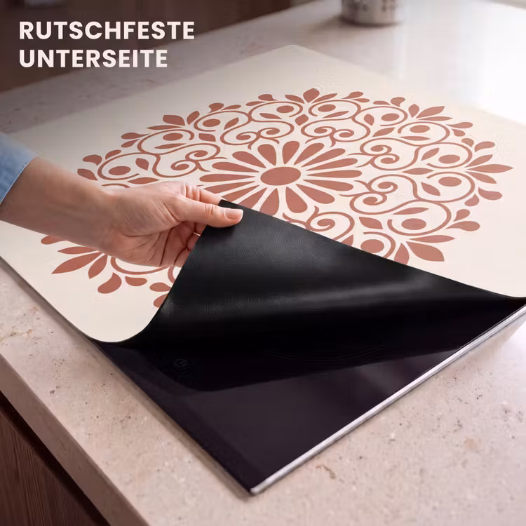 Herdabdeckplatte - Dekoration – Kreis – Symmetrisch – Modern – Rotbraun — 9