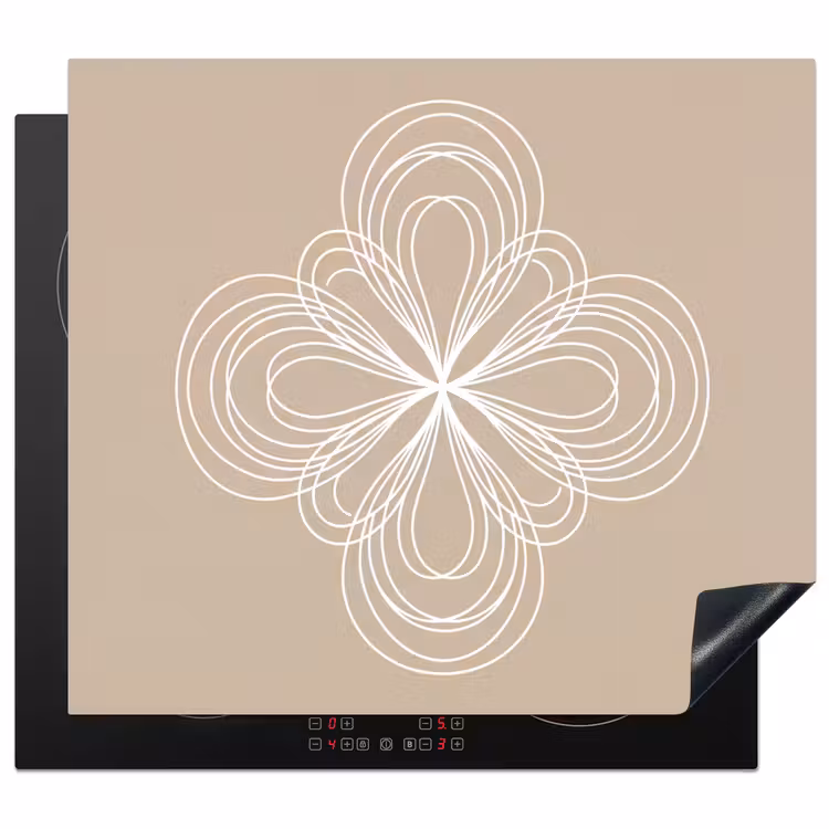 Herdabdeckplatte - Muster – Linien – Abstrakt – Minimalistisch – Beige — 1