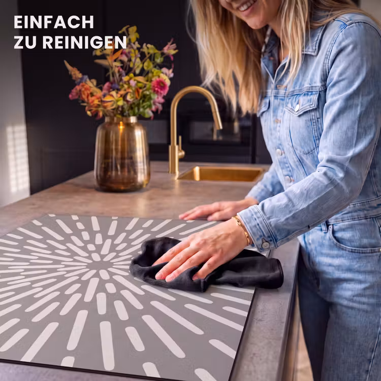 Herdabdeckplatte - Muster – Strahlen – Abstrakt – Modern – Grau — 6