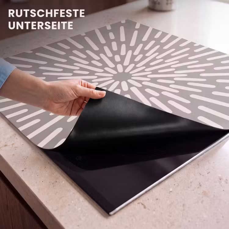 Herdabdeckplatte - Muster – Strahlen – Abstrakt – Modern – Grau — 9