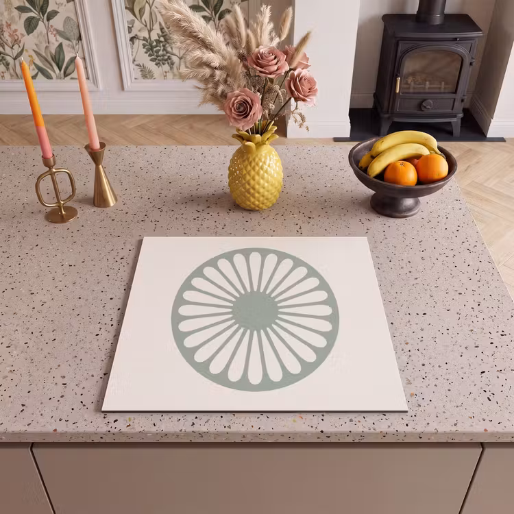Herdabdeckplatte - Zusammenfassung – Muster – Radial – Modern – Grün — 2