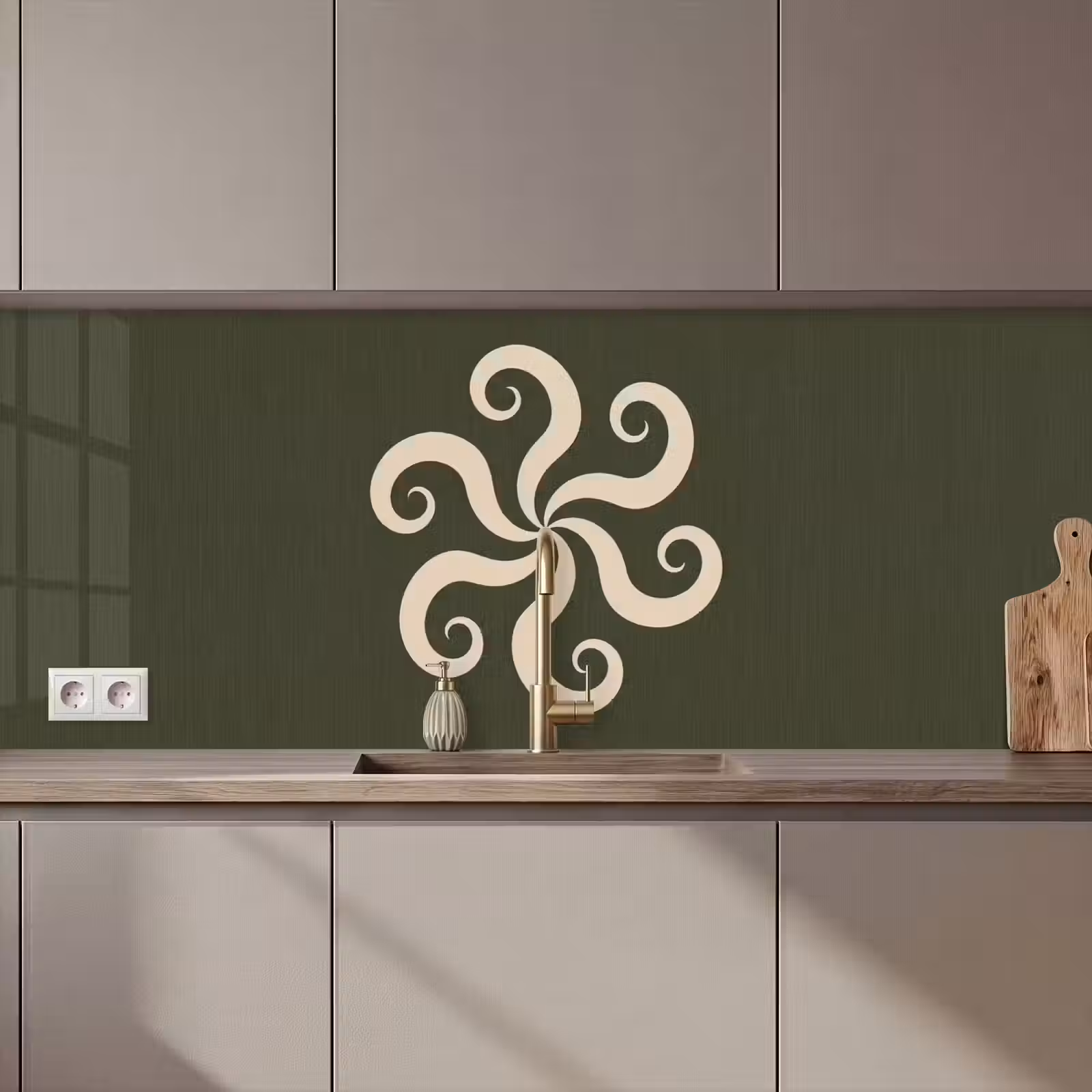 Küchenrückwand - Muster – Spirale – Abstrakt – Modern – Grün — 1