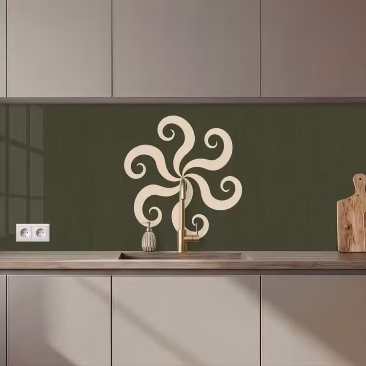Küchenrückwand - Muster – Spirale – Abstrakt – Modern – Grün — 1