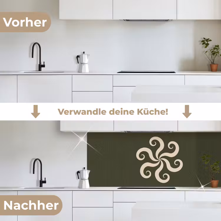 Küchenrückwand - Muster – Spirale – Abstrakt – Modern – Grün — 3