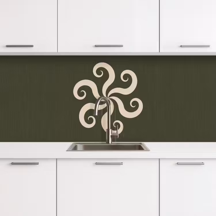 Küchenrückwand - Muster – Spirale – Abstrakt – Modern – Grün — 4