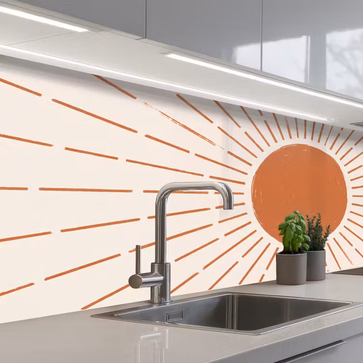 Küchenrückwand - Sonne – Strahlen – Abstrakt – Terrakotta – Modern — 2