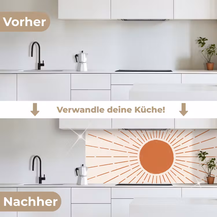 Küchenrückwand - Sonne – Strahlen – Abstrakt – Terrakotta – Modern — 3