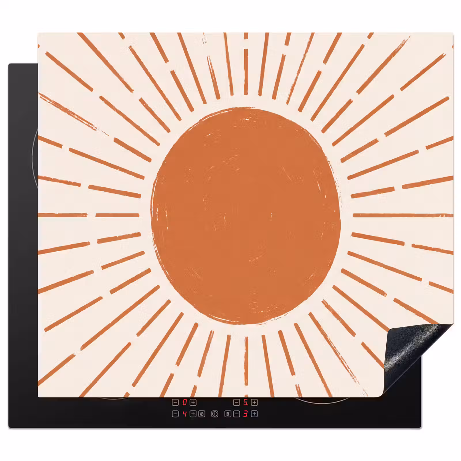 Herdabdeckplatte - Sonne – Strahlen – Abstrakt – Terrakotta – Modern — 1
