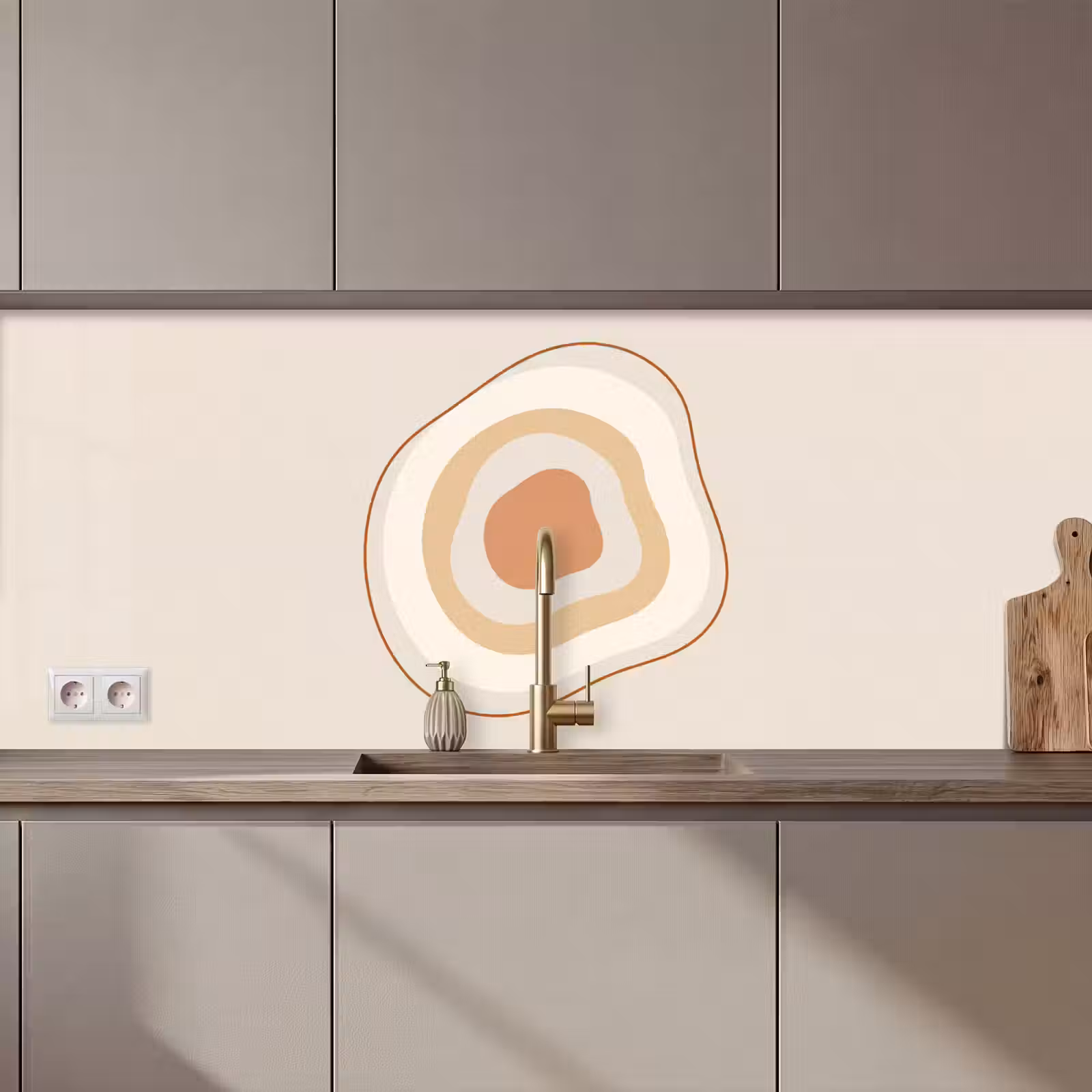 Küchenrückwand - Abstrakt – Organisch – Modern – Beige – Kunst — 1