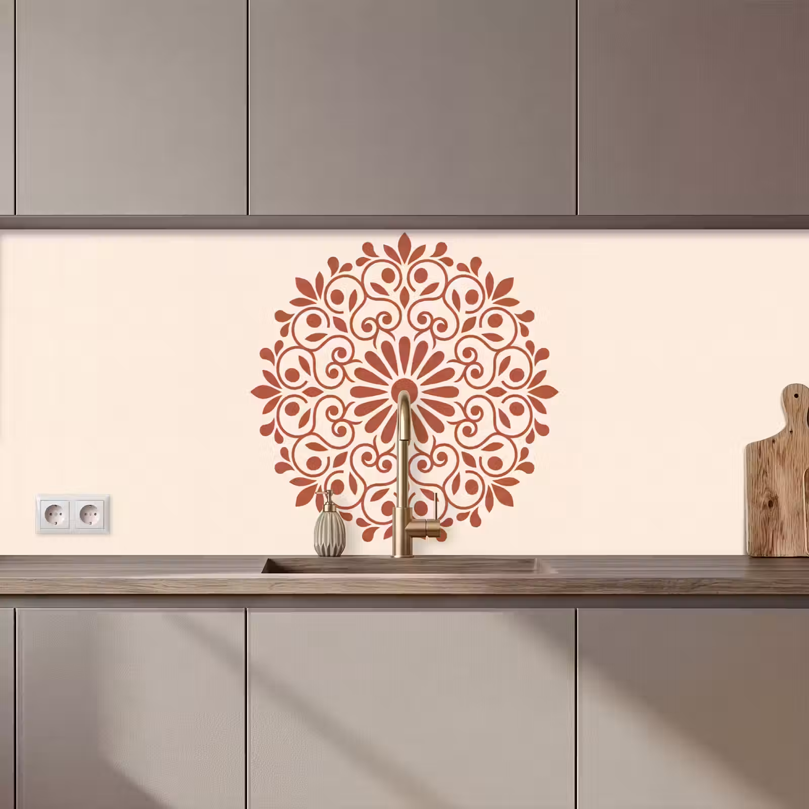 Küchenrückwand - Dekoration – Kreis – Symmetrisch – Modern – Rotbraun — 1