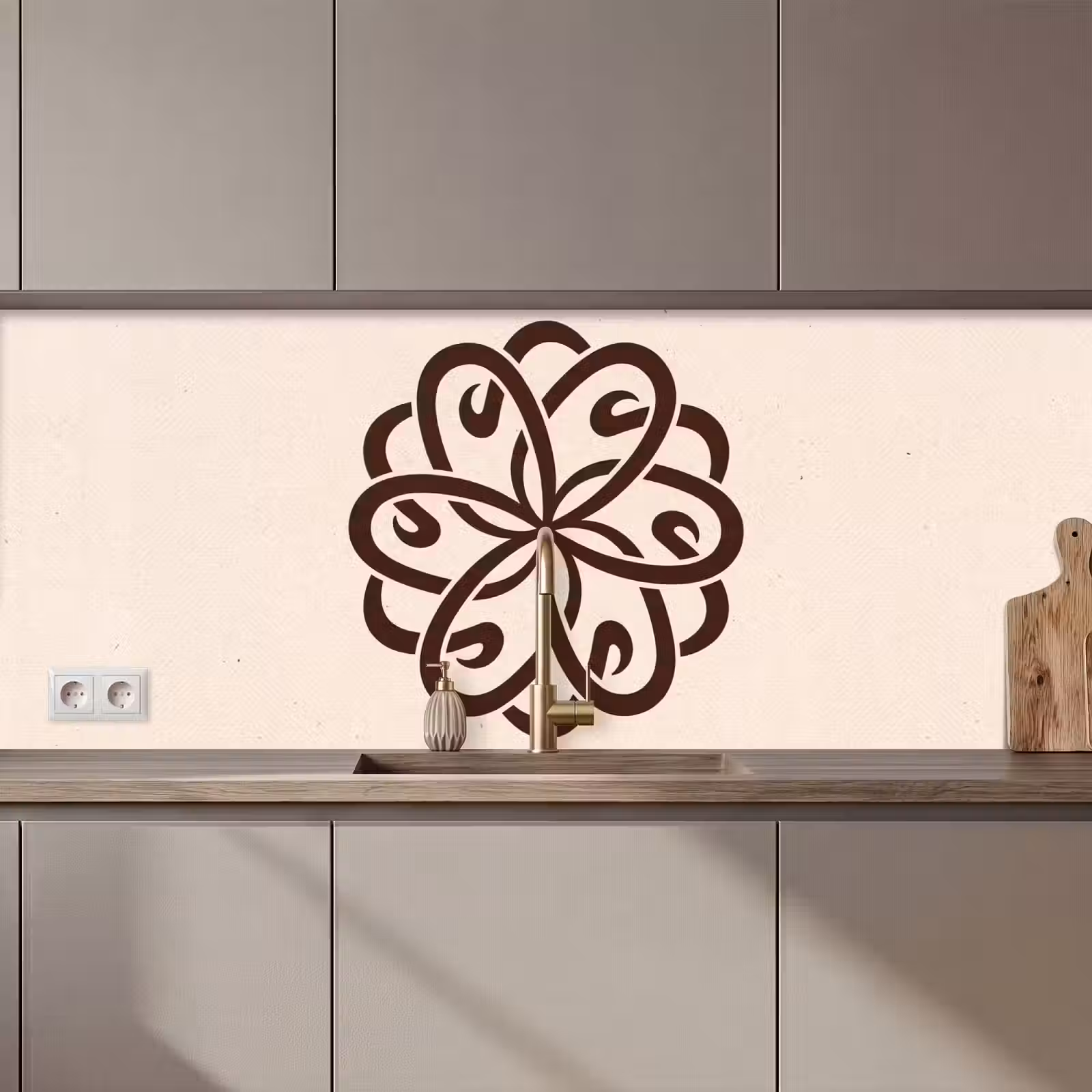 Küchenrückwand - Muster – Knopf – Abstrakt – Modern – Braun — 1