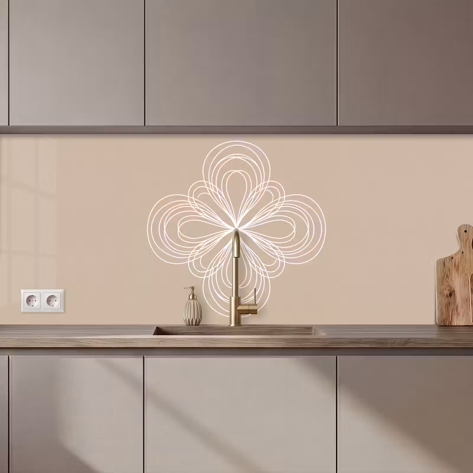 Küchenrückwand - Muster – Linien – Abstrakt – Minimalistisch – Beige — 1