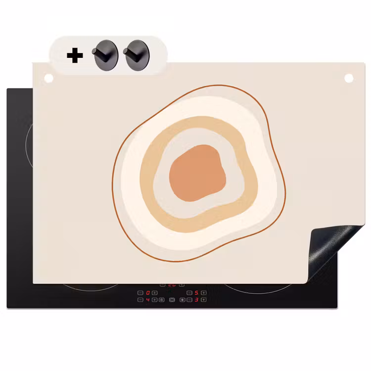 2-in-1 Herdabdeckplatte & Spritzschutz - Abstrakt – Organisch – Modern – Beige – Kunst — 1