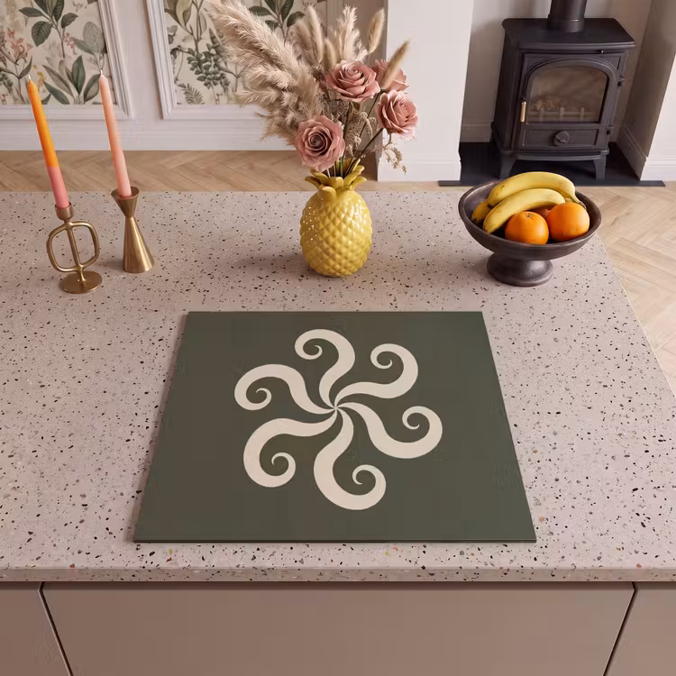 Herdabdeckplatte - Muster – Spirale – Abstrakt – Modern – Grün — 2