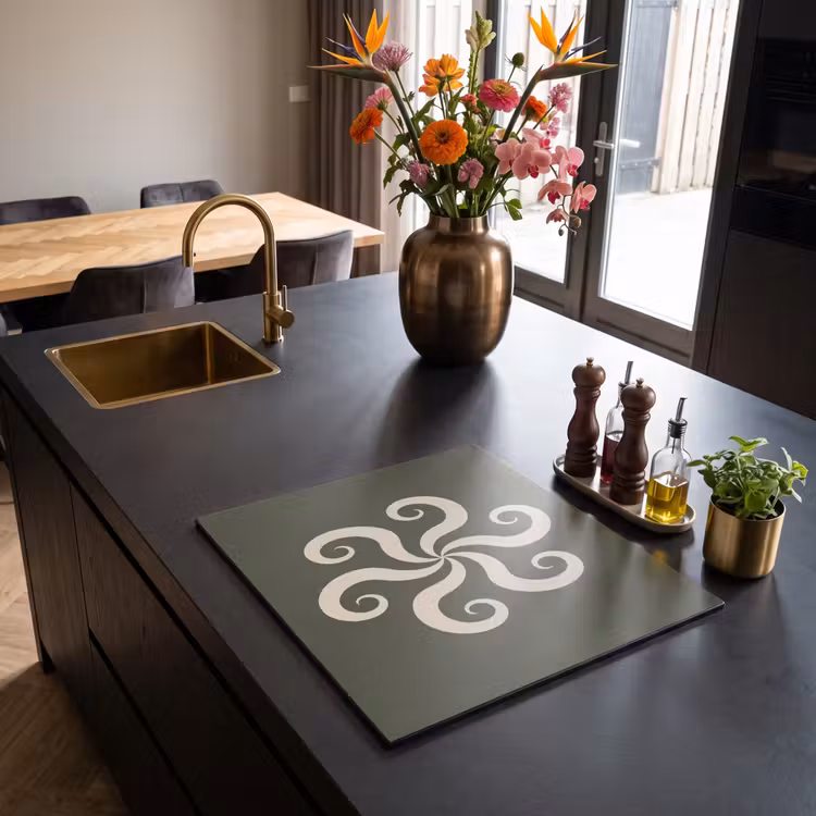 Herdabdeckplatte - Muster – Spirale – Abstrakt – Modern – Grün — 5
