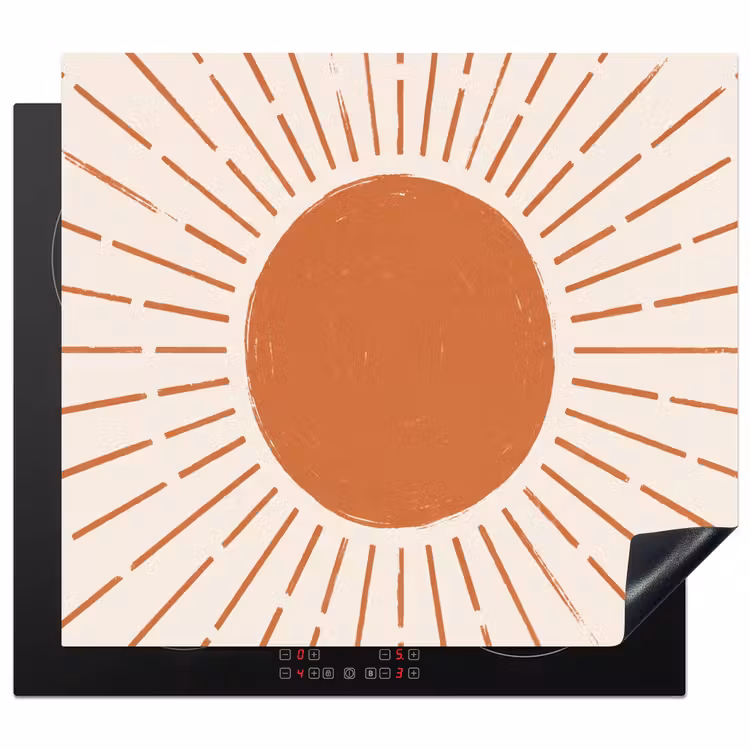 Herdabdeckplatte - Sonne – Strahlen – Abstrakt – Terrakotta – Modern — 1