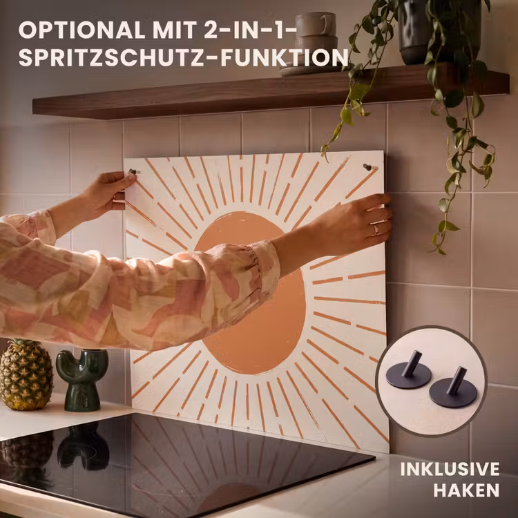 Herdabdeckplatte - Sonne – Strahlen – Abstrakt – Terrakotta – Modern — 10
