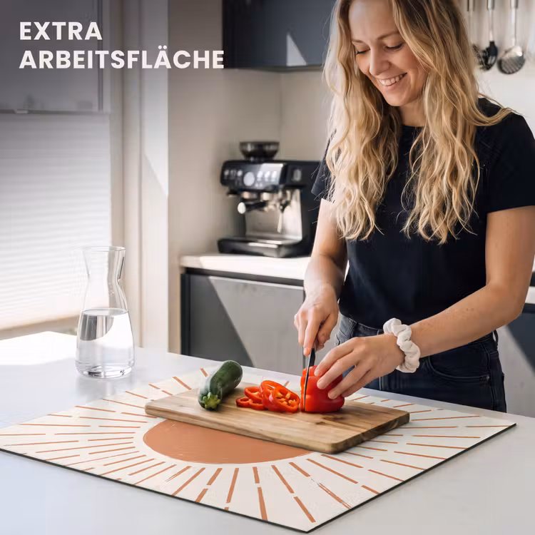 Herdabdeckplatte - Sonne – Strahlen – Abstrakt – Terrakotta – Modern — 4