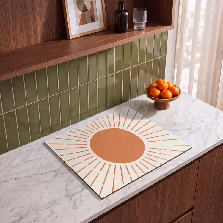 Herdabdeckplatte - Sonne – Strahlen – Abstrakt – Terrakotta – Modern — 8