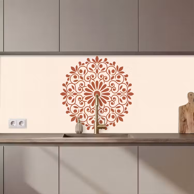 Küchenrückwand - Dekoration – Kreis – Symmetrisch – Modern – Rotbraun — 1