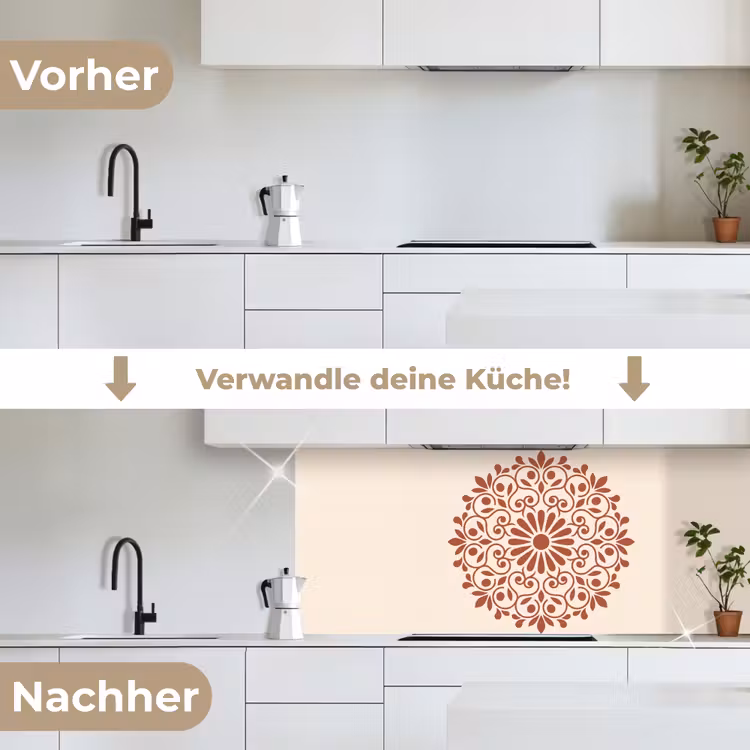 Küchenrückwand - Dekoration – Kreis – Symmetrisch – Modern – Rotbraun — 3