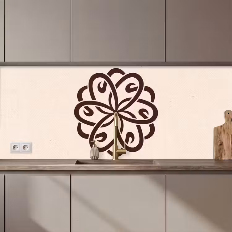 Küchenrückwand - Muster – Knopf – Abstrakt – Modern – Braun — 1