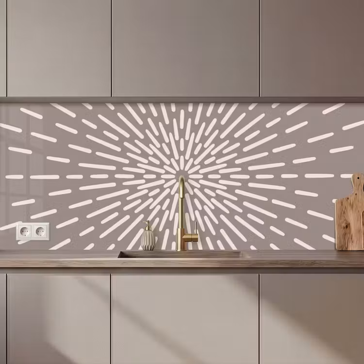 Küchenrückwand - Muster – Strahlen – Abstrakt – Modern – Grau — 1