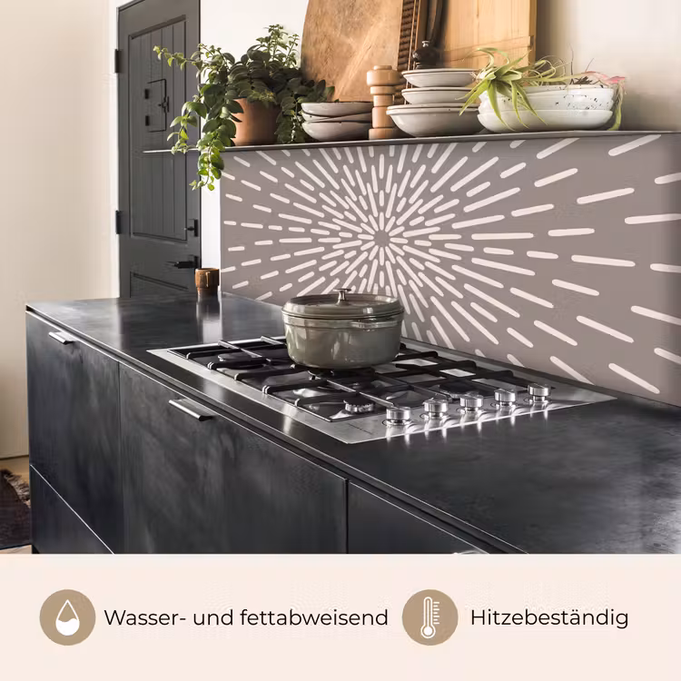 Küchenrückwand - Muster – Strahlen – Abstrakt – Modern – Grau — 5