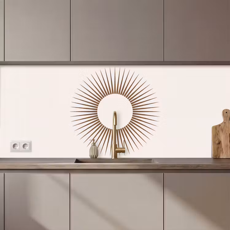 Küchenrückwand - Zusammenfassung – Sonne – Symbol – Modern – Beige — 1