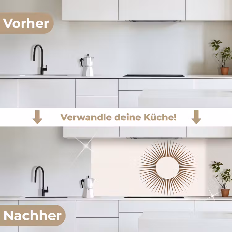 Küchenrückwand - Zusammenfassung – Sonne – Symbol – Modern – Beige — 3