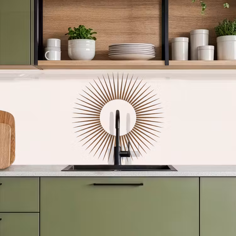 Küchenrückwand - Zusammenfassung – Sonne – Symbol – Modern – Beige — 8